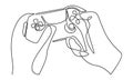 Continue line of hand holding game controller
