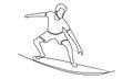 Continue line of man with surfboard