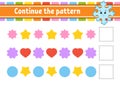 Continue the pattern. Education developing worksheet. Game for kids. Activity page. Puzzle for children. Riddle for preschool.