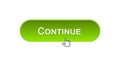 Continue web interface button clicked mouse cursor, green color, registration Royalty Free Stock Photo