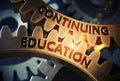 Continuing Education Concept. Golden Gears. 3D Illustration. Royalty Free Stock Photo