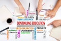 Continuing Education word cloud. The meeting at the white office table Royalty Free Stock Photo