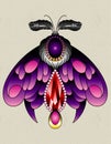 moth design purple with diamond Royalty Free Stock Photo