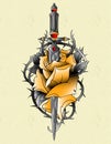 yellow rose dagger and spikes