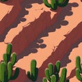 A continuous belt of tropical Cactis. Wallpaper pattern painted in Desert Generative AI