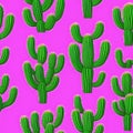 A continuous belt of tropical Cactis. Wallpaper pattern painted in Desert Generative AI