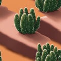 A continuous belt of tropical Cactis. Wallpaper pattern painted in Desert Generative AI