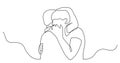 Continuous line drawing of loving young couple hugging each other Royalty Free Stock Photo