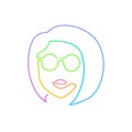 Continuous bright gradient line face in sun glasses