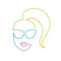 Continuous bright gradient line face in sun glasses drawing