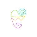 Continuous bright gradient line face in sun glasses drawing