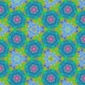 Continuous circles teal pattern with pastel colors and pencil effect