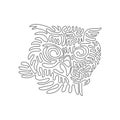 Continuous curve one line drawing of adorable owl curve abstract art. Single line editable stroke vector illustration of big owl Royalty Free Stock Photo