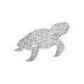 Single line editable vector illustration of incredible unique turtles Royalty Free Stock Photo