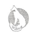 Continuous curve one line drawing of cute sitting fox curve abstract art. Single line editable stroke vector illustration of