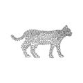 Continuous curve one line drawing of cute standing cat curve abstract art. Single line editable stroke vector illustration of