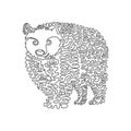 Single line editable stroke vector illustration of magnificent bear