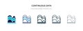 Continuous data graphic wave chart icon in different style vector illustration. two colored and black continuous data graphic wave