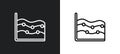 continuous data graphic wave chart outline icon in white and black colors. continuous data graphic wave chart flat vector icon