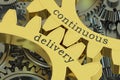 Continuous delivery concept on the gears, 3D rendering Royalty Free Stock Photo
