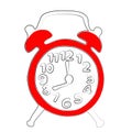 continuous drawing of an alarm clock with one line. Royalty Free Stock Photo