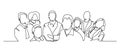 Continuous drawing of a business team standing together. continuous line drawing of a diverse crowd of standing people. Group of