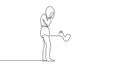 Continuous drawing line art of guy propose girl with black line and white background. One line