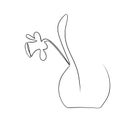 Continuous drawing of lines. Line art daffodil in a vase. Continuous line drawing. Vector minimalist