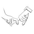 Continuous drawing of lines. Line art two hands of lovers. Continuous drawing of lines. Vector minimalistic Royalty Free Stock Photo