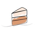 continuous drawing of a piece of cake in one line. Royalty Free Stock Photo