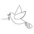 Continuous drawing of a single line. The bird is a dove, a symbol of peace Royalty Free Stock Photo