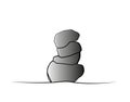 continuous drawing of a stack of stones in one line.