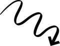 Continuous, hand drawn wavy arrow pointing downward, creating a dynamic and sketchy visual element with a bold, black