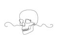 Continuous Human Skull Vector Illustration, One Line Art