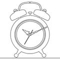 Continuous line alarm clock drawing Vector