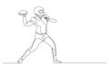 Continuous line american football player vector Royalty Free Stock Photo