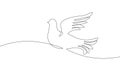 Continuous line art dove of peace. World Day pigeon hope emblem poster drawing sketch. National bird vector illustration