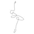 Continuous Line Art Drawing. Ballet Dancer ballerina. Vector Illustration Royalty Free Stock Photo