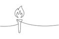 Continuous line art drawing of burning torch. Minimalist one line vector flame icon symbolizing freedom, ceremony, protest and Royalty Free Stock Photo