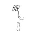 Continuous line art drawing of flower vector illustration. Minimalist hand drawn one single stripe design isolated on white Royalty Free Stock Photo