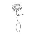 Continuous line art drawing of flower vector illustration. Minimalist hand drawn one single stripe design isolated on white Royalty Free Stock Photo