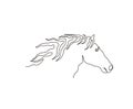 Continuous line art drawing of Horse Head. Minimalist black horse outline design. editable active stroke vector Royalty Free Stock Photo