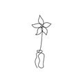 Continuous line art drawing of minimal flower hand drawn vector illustration single one design Royalty Free Stock Photo