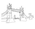 Continuous line art drawing sketch of Tower Bridge, London Royalty Free Stock Photo
