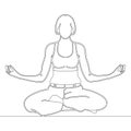 Continuous line art Drawing woman meditating Royalty Free Stock Photo