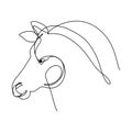 Continuous line art, hand drawn horse head. Royalty Free Stock Photo