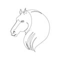 Continuous line art, hand drawn horse head. Mustang portrait, contour stallion. Vector illustration for design slogan, t-shirts Royalty Free Stock Photo