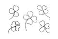 Continuous line art, hand drawn shamrock set. Royalty Free Stock Photo