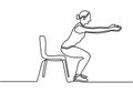 Continuous line art or one line drawing of a woman stretching. Young sportive woman exercise using bench. Stretching and work out