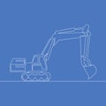 Continuous line art or One Line Drawingbackhoe Vector construction illustration concept Royalty Free Stock Photo